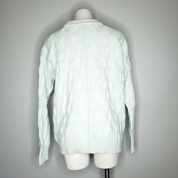 New Vince Camuto Small Cable Knit Pullover Sweater Light Blue NWT Cozy Winter - Picture 5 of 6